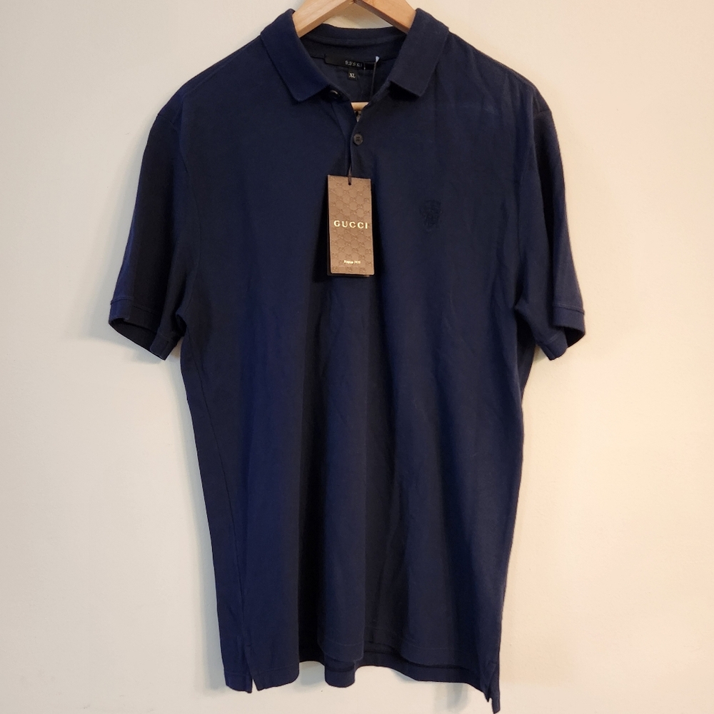 GUCCI Navy Blue Collared Polo Short Sleeve Shirt Size XL- New with Tag